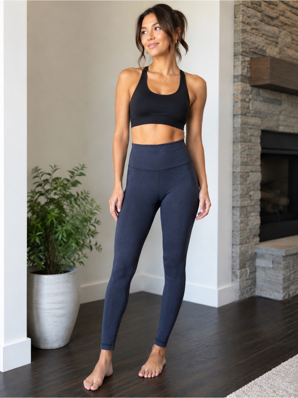 Lululemon Heathered Navy Space Dye Compression Leggings